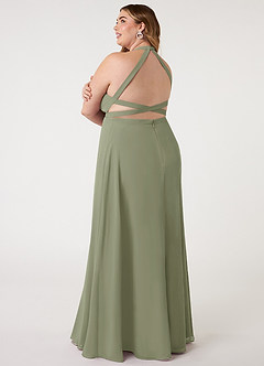Azazie Clarice Abiti da Damigella Abito A-Line in Chiffon con Scollo Halter Pistacchio image12