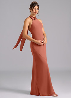 Azazie Velli Bridesmaid Dresses Clay Mermaid Bow Chiffon Dress image3