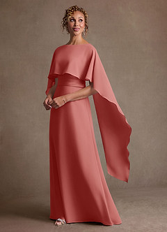 Azazie Marilla Mère de la mariée Robes Robe Trapèze en Mousseline de soie Plissée Antique Rose image5