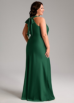 Azazie Doretta Bridesmaid Dresses Dark Green Mermaid Pleated Stretch Satin Dress image7