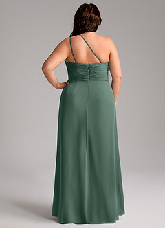 Azazie Eren Robes de demoiselle d'honneur Robe Fourreau en Mousseline de soie Ue épaule Mousse De Mer image9