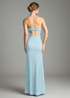 Azazie Leonis Vestidos de damas de honor Vestido de Azul Cielo de Satén Elástico de Corte Sirena Convertible con Plisado image2