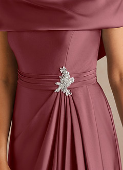 Azazie Branford vestidos de madre de la novia Vestido de Rosa Del Desierto de Satén Elástico de Corte En A con Plisado image7