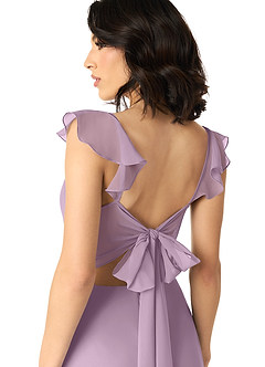 Azazie Everett Bridesmaid Dresses Wisteria A-Line V-neck Ruched Chiffon Dress image5