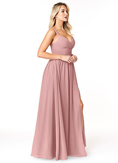 Azazie Chanel Abiti da Damigella Abito A-Line in Chiffon Plissettato Rosa Polverosa image4