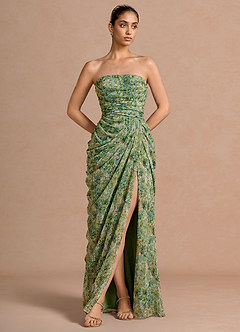 Kaavia Green Floral Maxi Dress | Azazie