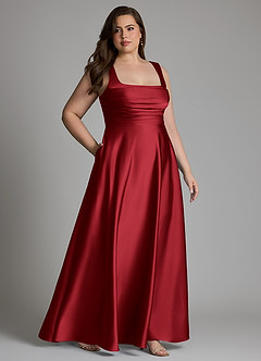 Azazie Azaria Bridesmaid Dresses Scarlet A-Line Corset Stretch Satin Dress image11