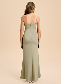 Azazie Buzzy Junior Abito Tubino in Raso Elasticizzato Plissettato Verde Muschio image2