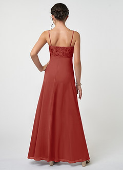 Azazie Sonya Junior Terracotta A-Line Lace Chiffon Dress image2