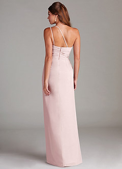 Azazie Eren Bridesmaid Dresses Blushing Pink Sheath One Shoulder Chiffon Dress image7