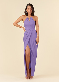 Azazie Hadid Mother of the Bride Dresses Tahiti Sheath Pleated Mesh Dress image6