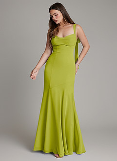 Azazie Carlotta Bridesmaid Dresses Lemongrass Mermaid Sweetheart Neckline Chiffon Dress image5