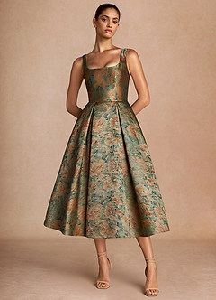 Robe Mi-Longue Sarcelle Vintage Ainslee image4