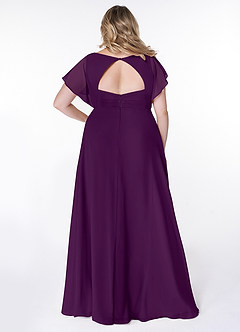 Azazie Rylee Brautjungfernkleider A-Linie Plissee Chiffon Kleid Traube image7