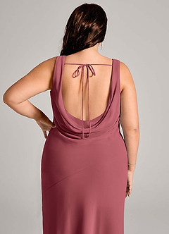 Azazie Rylina Vestidos de damas de honor Vestido de Merlot de Gasa de Corte Sirena con Plisado image12