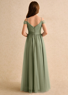Azazie Yuna Girls Formal Flower Girl Dresses Pistachio A-Line Off the Shoulder Tulle Dress image2
