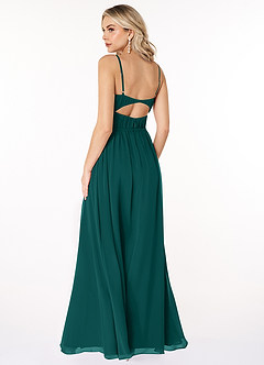 Azazie Yanelie Bridesmaid Dresses Peacock A-Line Scoop Pleated Chiffon Dress image8