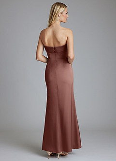 Azazie Aretha Vestidos de damas de honor Vestido de Expresado de Satén Elástico de Corte en A Convertible con Sin tirantes image2