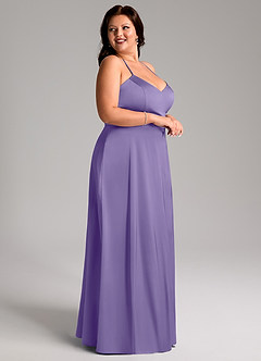 Azazie Mei Robes de demoiselle d'honneur Robe Trapèze en Satin extensible Col en V Tahiti image9