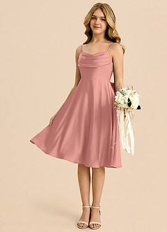 Azazie Bear Junior Rosette A-Line Sweetheart Neckline Stretch Satin Dress image4