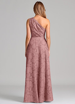 Azazie Phaedra Bridesmaid Dresses Dusty Rose A-Line One Shoulder Floral Burnout Dress image6