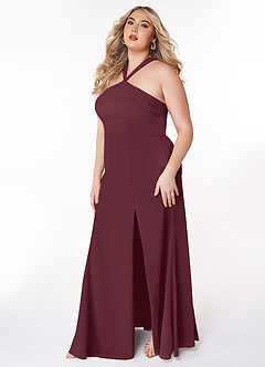 Azazie Rue Bridesmaid Dresses Cabernet A-Line Halter Chiffon Dress image9