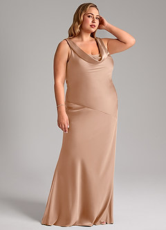 Azazie Rylina Bridesmaid Dresses English Rose Mermaid Stretch Satin Dress image4