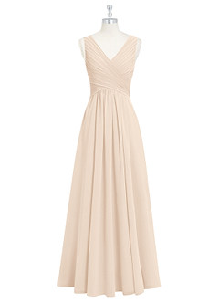 Azazie Flora Brautjungfernkleider A-Linie Plissee Chiffon Kleid Alabaster Weiß image7
