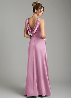 Azazie Karina Bridesmaid Dresses Candy Pink A-Line Pleated Stretch Satin Dress image5