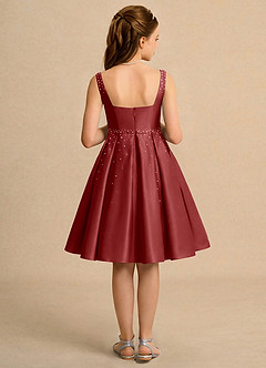 Azazie Jello Girls Formal Jurken voor bloemenmeisjes Baljurk Jurk van Mat Satijn Geplooid Roest image2