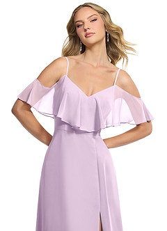 Azazie Jean At-home Try On Dresses Auburn A-Line Chiffon Convertible Dress image6