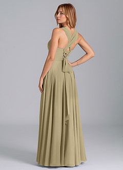 Azazie Darana Brautjungfernkleider A-Linie Korsett Chiffon Kleid Moosgrün image6