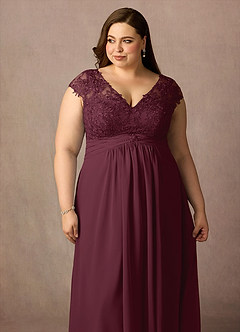 Azazie Irmeli Kleider für die Brautmutter A-Linie Spitze Chiffon Kleid Cabernetrot image13