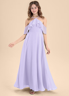 Azazie Tessabelle Junior Lilac A-Line Off the Shoulder Chiffon Dress image6