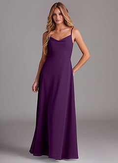 Azazie Daenerys Bridesmaid Dresses Grape A-Line Cowl Chiffon Dress image1