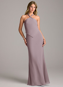 Azazie Keisha Bridesmaid Dresses Dusk Sheath Chiffon Dress image4
