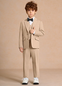 front Oliver Tan Boys 5-Piece Suit With Bow Tie