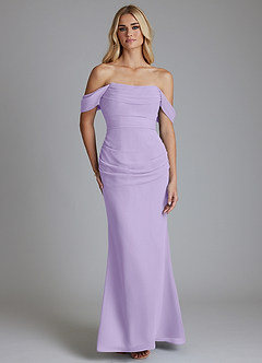 Azazie Luiza Robes de demoiselle d'honneur Robe Sirène en Mousseline de soie Épaule décolletée Lilas image5
