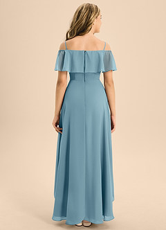 Azazie Maggie Junior A-Linie Schulterfrei Chiffon Kleid Stimmungsvolles Blau image2