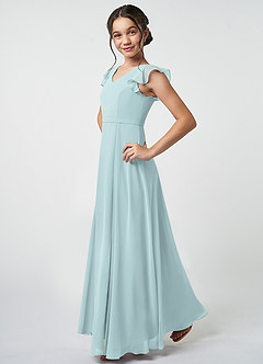 Azazie Claudine Junior Mist A-Line Pleated Chiffon Dress image3