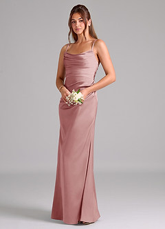 Azazie Lucille Bridesmaid Dresses Dusty Rose Mermaid Strapless Stretch Satin Convertible Dress image3