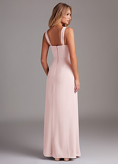 Azazie Denice Robes de demoiselle d'honneur Robe Fourreau en Mousseline de soie Plissé Rose Pâle image6