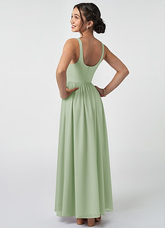 Azazie Keyla Junior Dusty Sage A-Line Pleated Chiffon Dress image4