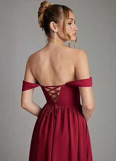 Azazie Caterina Bridesmaid Dresses Burgundy A-Line Corset Chiffon Dress image7