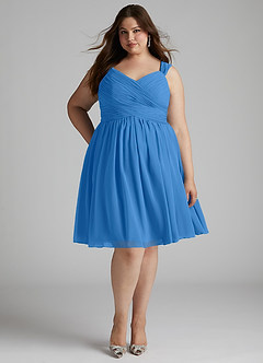 Azazie Angie Bridesmaid Dresses Blue Jay A-Line Corset Chiffon Dress image11