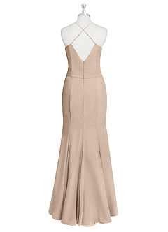 Azazie Carolina Final Sale Taupe Mermaid Ruched Chiffon Dress image7
