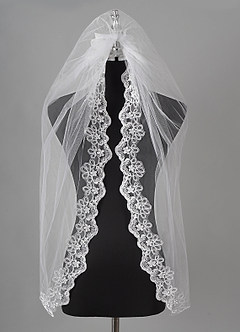 front Juliette Lace Waist Length Veil