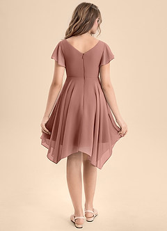 Azazie Janeaurelia Junior Robe Trapèze en Mousseline de soie Plissée Rose De Cèdre image2