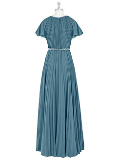 Azazie Kara Modest brudtärna klänningar Klänning A-Line Plisserad Golvlängd Chiffong image8