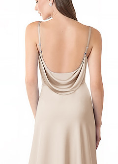 Azazie Alaija Bridesmaid Dresses White Alabaster Mermaid Side Slit Stretch Satin Dress image6